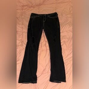 True Religion Black Flare Wide Leg Jeans